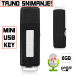 Diktafon, Mini, USB key, 8 GB, 96 sati snimanja -NOVO!