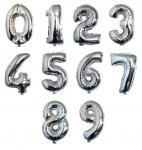 Baloni brojevi za proslave rođendana, godišnjica, 80cm, srebrni