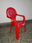 Dječja stolica, plastična, crvena