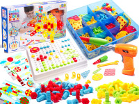 Kreativni set odvijač, bušilica, vijci, kockice, 261 element
