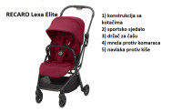 RECARO Lexa Elite crvena sa puno dodataka NOVA Kišobran kolica