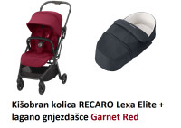 NOVA Kišobran kolica RECARO Lexa Elite + lagano gnjezdašce Garnet Red