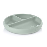 JANE BLW silikonski okrugli tanjur s odjeljcima i vakuumom, Mint