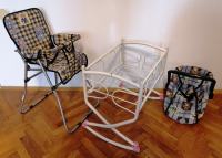 Dječje igračke: metalni krevetić, stolica za hranjenje, nosiljka