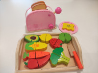 Drveni set za rezanje povrća i toster