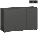 Komoda, ladica, 2 ladice, push-click, 117 cm x 36 cm x 74 cm, crna