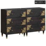 Kreveta s ladicama 2 pcs Crna 60 x 33 x 75 cm Čvrsto drvo manga