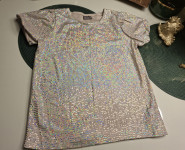 BEŽ SVEČANA MAJICA NA ŠLJOKICE VEL. 146/152 - NOVO