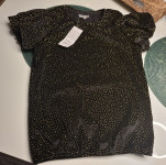 CRNA PLIŠANA SVEČANA MAJICA S ŠLJOKICAMA VEL. 158/164 - NOVO