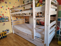 Dječji krevet na kat 200x90 s podnicama i dodatnim ležajem