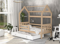 Drveni dječji krevet Domek 2 - svijetlo drvo - 190x80 cm