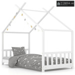 Okvir za dječji krevet od masivne borovine bijeli 70 x 140 cm - Bijela