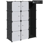 Modularni ormar s 9 odjeljaka 109x36,5x143 cm crno-bijeli - Crno-bijel