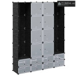 Modularni ormarić s 18 pretinaca crno-bijeli 37x146x180,5 cm - Crno-bi