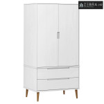 Ormar MOLDE bijeli 90 x 55 x 175 cm od masivne borovine - Bijela