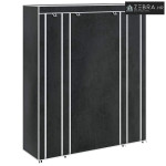 Ormar od Tkanine s Pregradama i Šipkama 45 x 150 x 176 cm Crni
