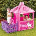 Kućica za djecu za igru s ogradom - City House jednorog 135x156x104 cm