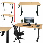 Ikonka KX2640_1 električni podesivi radni stol 120 × 60 cm – dekor drv