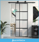 Klizna vrata crna 76x205 cm od kaljenog stakla i aluminija - NOVO