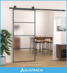 Klizna vrata od mutnog stakla ESG i aluminija 90 x 205 cm crna - NOVO