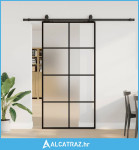 Klizna vrata s okovima crna 102,5x205 cm ESG staklo - NOVO