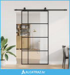 Klizna vrata s okovima crna 102,5x205 cm ESG staklo - NOVO