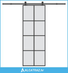 Klizna vrata s priborom 76 x 205 cm od ESG stakla i aluminija - NOVO