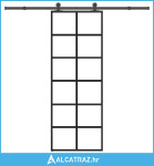 Klizna vrata s priborom 76 x 205 cm od ESG stakla i aluminija - NOVO
