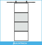 Klizna vrata s priborom 76 x 205 cm kaljeno staklo i aluminij - NOVO
