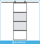 Klizna vrata s priborom 76 x 205 cm kaljeno staklo i aluminij - NOVO