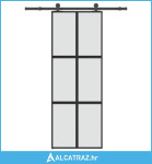 Klizna vrata s priborom 76 x 205 cm kaljeno staklo i aluminij - NOVO