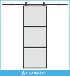 Klizna vrata s priborom 76 x 205 cm kaljeno staklo i aluminij - NOVO
