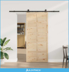 Klizna vrata Prirodna 100 x 208 cm Masivna borovina - NOVO
