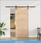 Klizna vrata Prirodna 80 x 208 cm Masivna borovina - NOVO