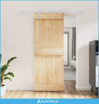 Klizna vrata Prirodna i bijela 80 x 210 cm Čvrsta borovina - NOVO