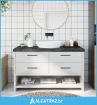 Kupaonska radna ploča tamnosiva 140x50x(2-6) cm tretirano drvo - NOVO