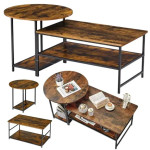 LEAN set klubskih stolića 2u1 u industrijskom stilu – vintage hrast