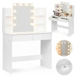 ModernHome Kozmetički Stol s LED Ogledalom – 10 LED Žarulja, 2 Ladice