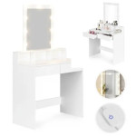 ModernHome Kozmetički Stol s LED Ogledalom – 2 Ladice, 3 Boje Osvjetlj