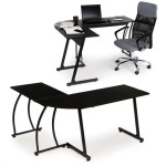 ModernHome Kutni Radni Stol – Loft Dizajn, Crni, 148 × 48 cm