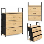 ModernHome LOFT komoda s 3 tekstilne ladice 59 × 24 × 81 cm