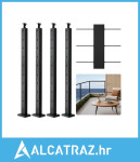 Paket od 4 stupa za kabelsku ogradu, 36x1x2 inča s horizontalnim otvor