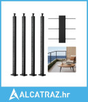 Paket od 4 stupa za kabelsku ogradu, 42x1x2 inča s horizontalnim otvor