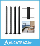 Paket od 4 stupa za kabelsku ogradu, 42x2x2 inča s horizontalnim otvor