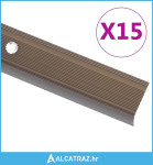 Rubnjaci za stepenice L-oblika 15 kom aluminijski 100 cm smeđi - NOVO