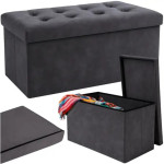Ruhhy sklopivi tabure s spremnikom 110L – velvet pouf 76x38x38 cm, nos