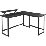 Vasagle LWD56BK Kutni radn stol s podesivom policom za monitor, crna