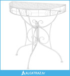 Bočni starinski stolić polukružni metalni 72x36x74 cm srebrni - NOVO