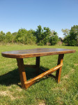 Masivni hrastov stolić za kavu- ručni rad, 136 cm x 64 cm