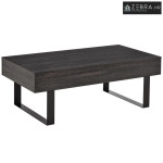 Moderni stolić za kavu s ladicom, metalni okvir, tamno sivi, 110x60x40